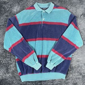 VINTAGE CHESTERFIELD TERRYCLOTH POLO SHIRT MEN’S XL COLORBLOCK LONG SLEEVE USA